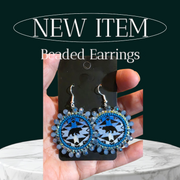 Blue Bear Beaded Earrings