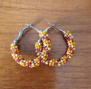 Authentic Beaded Wire Wrapped  Hoop Earrings