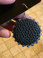 Blue Bear Beaded Earrings