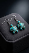 Turquoise sea turtle jewelry dangle beaded earrings  Save the Turtles