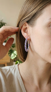 Authentic Beaded Wire Wrapped Hoop Earrings