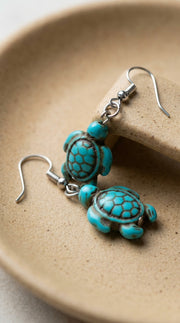 Turquoise sea turtle jewelry dangle beaded earrings  Save the Turtles