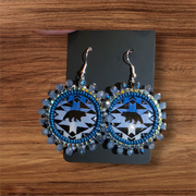 Blue Bear Beaded Earrings