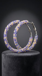 Authentic Beaded Wire Wrapped Hoop Earrings