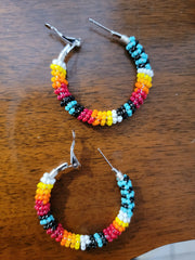 Authentic Beaded Wire Wrapped Hoop Earrings